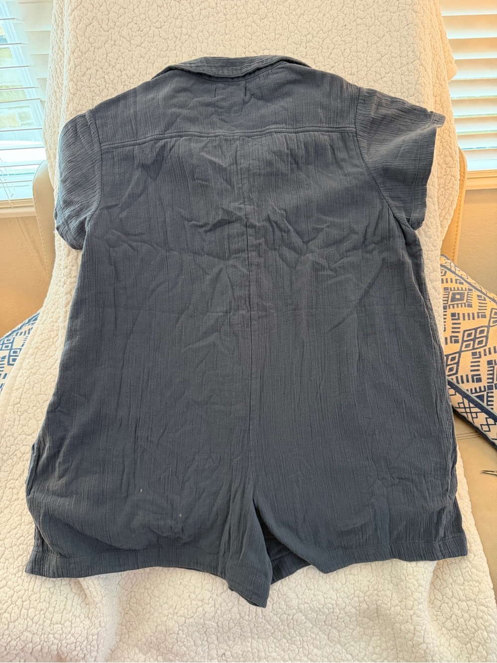 Hatch Lenora Slate Blue Gauze Romper - Picture 3 of 5